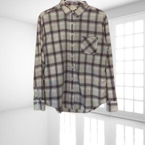 American Eagle Boyfriend Fit Plaid Shirt Medium – 100% Cotton Button Down